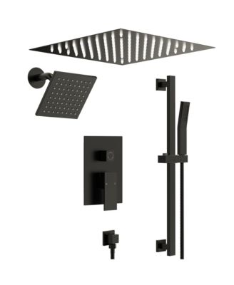 EVERSTEIN Celling Mounted 12 in. Rainfall LED Shower System with 6 in. Shower Head Handheld Shower Faucet Set