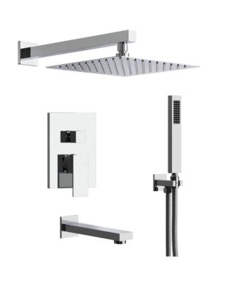 EVERSTEIN Wall Mounted 10" Shower System Bathtub Facuet Set High Pressure  Rain Shower Head with Handheld Chrome
