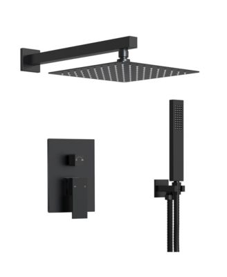 10" Rain Shower Head High Pressure Wall Mount Shower System Bathroom Shower Faucet Set with Handheld Spray Chrome