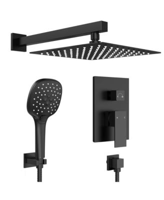 EVERSTEIN High-Pressure Rain Shower System, Shower Faucet Set 10" Rainfall Shower Head with 3-Function Handheld Spray Brushed
