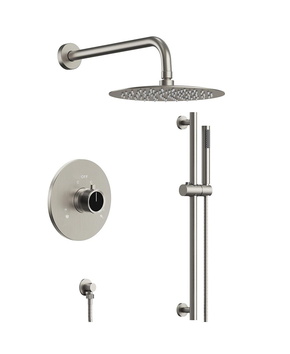 EVERSTEIN Wall Mount Pressure-Balanced Shower System,10" Rainfall Shower Head with Slider Bar Handheld Spray
