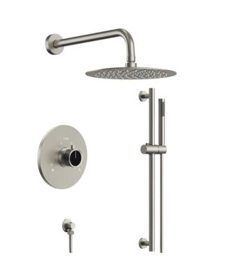 EVERSTEIN Wall Mount Pressure-Balanced Shower System,10" Rainfall Shower Head with Slider Bar Handheld Spray