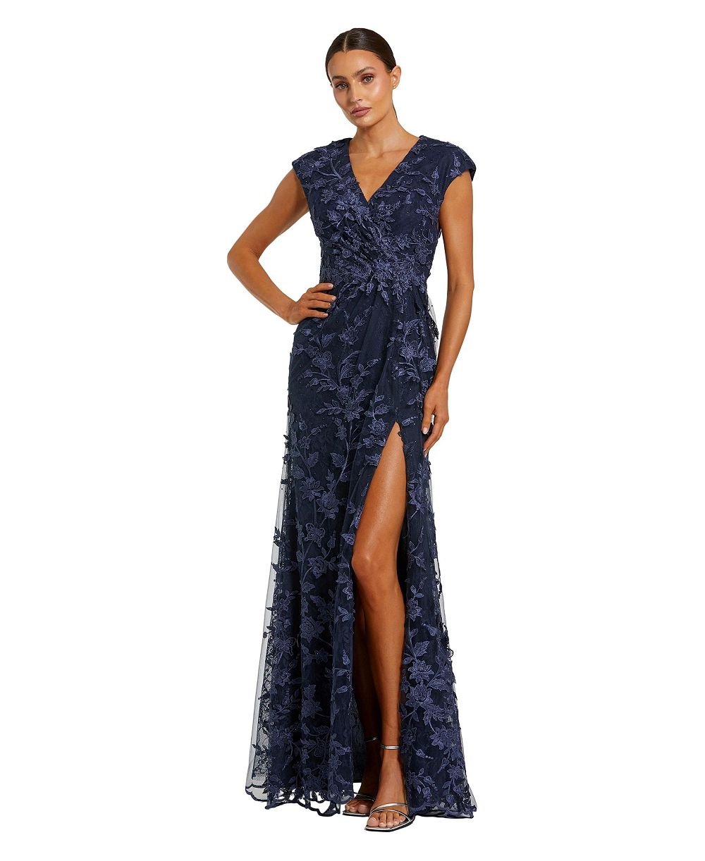 Вечернее платье Mac Duggal Petite с вышивкой и рукавами-крылышками