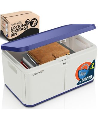 SereneLife Heavy-Duty Storage Bin with Built-in Combination Lock - Durable Plastic Organizer with Secure Lid