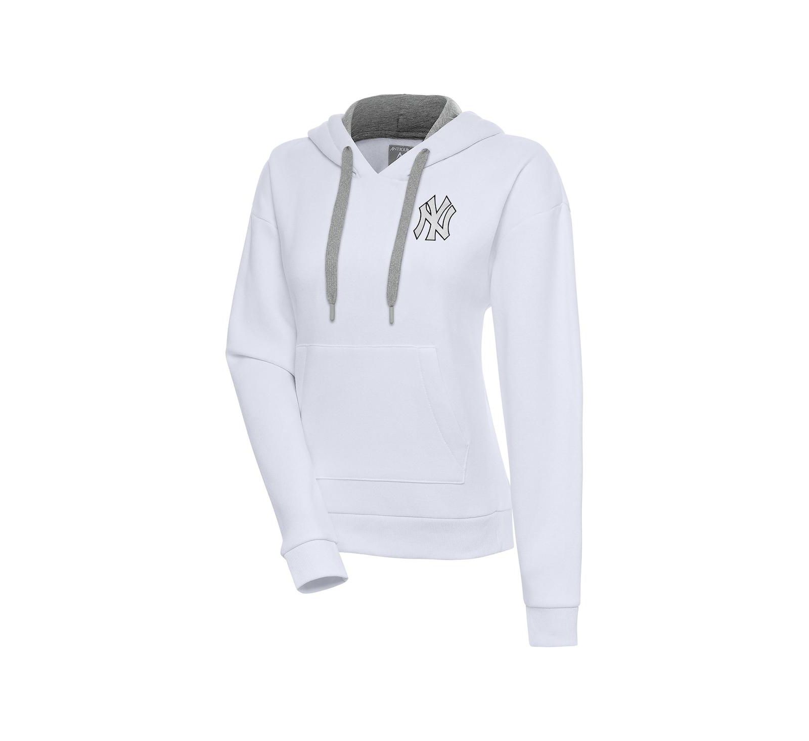Antigua Женское белое худи New York Yankees Brushed Metallic Victory Pullover