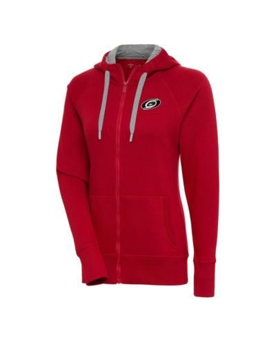 Antigua Women's Red Carolina Hurricanes Metallic Logo Victory Full-Zip Hoodie