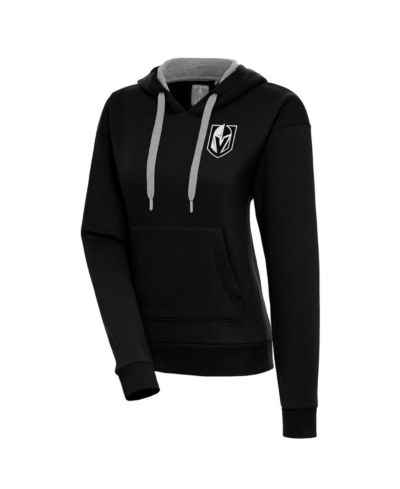 Женское худи Antigua Black Vegas Golden Knights Metallic Logo Victory Pullover
