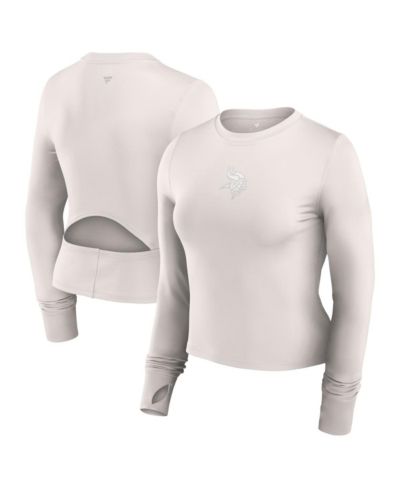 Fanatics Women's White Minnesota Vikings Studio Fitted Long Sleeve Gym Top