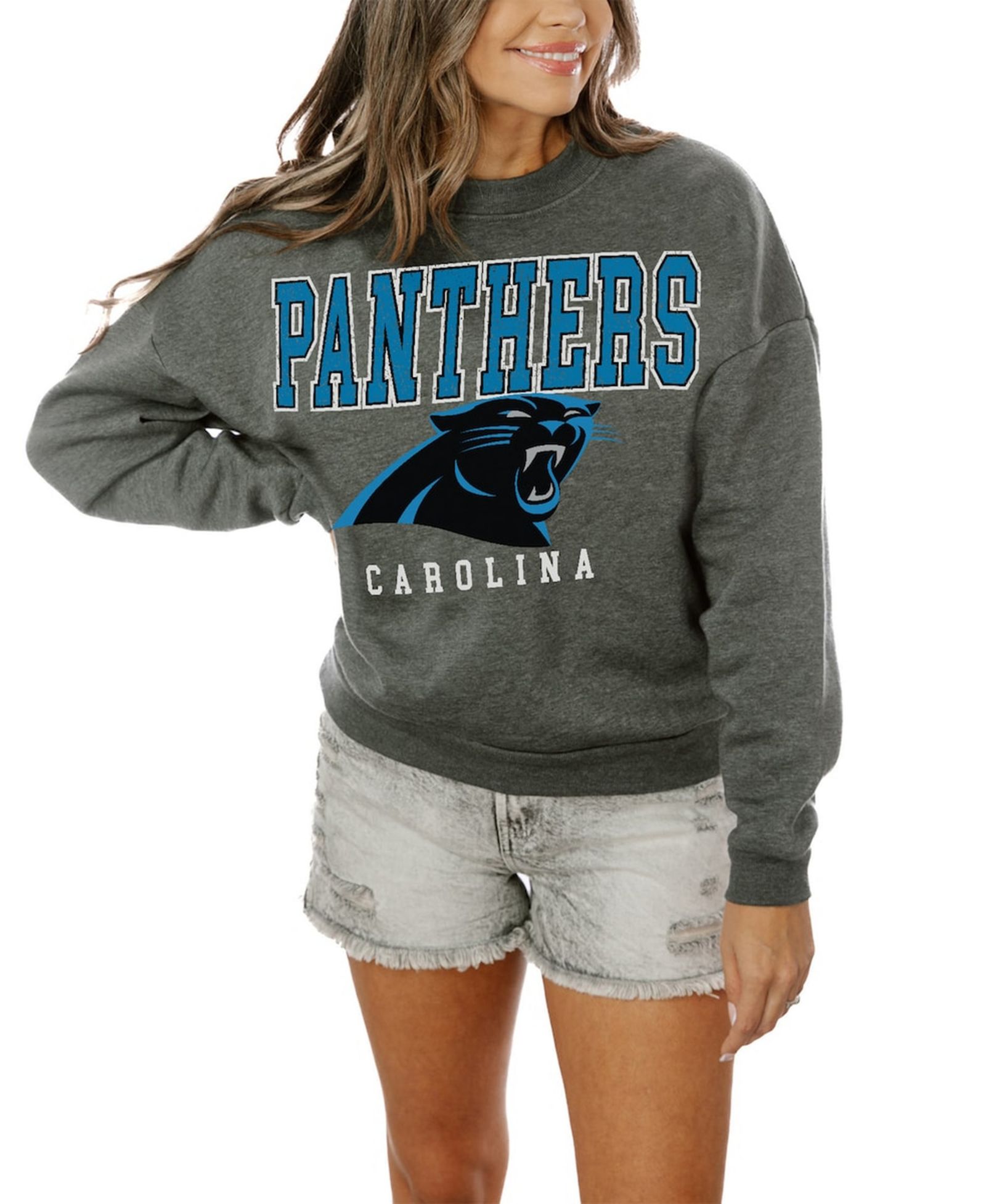 Gameday Couture Женское оверсайз худи Bring The Energy Charcoal Carolina Panthers