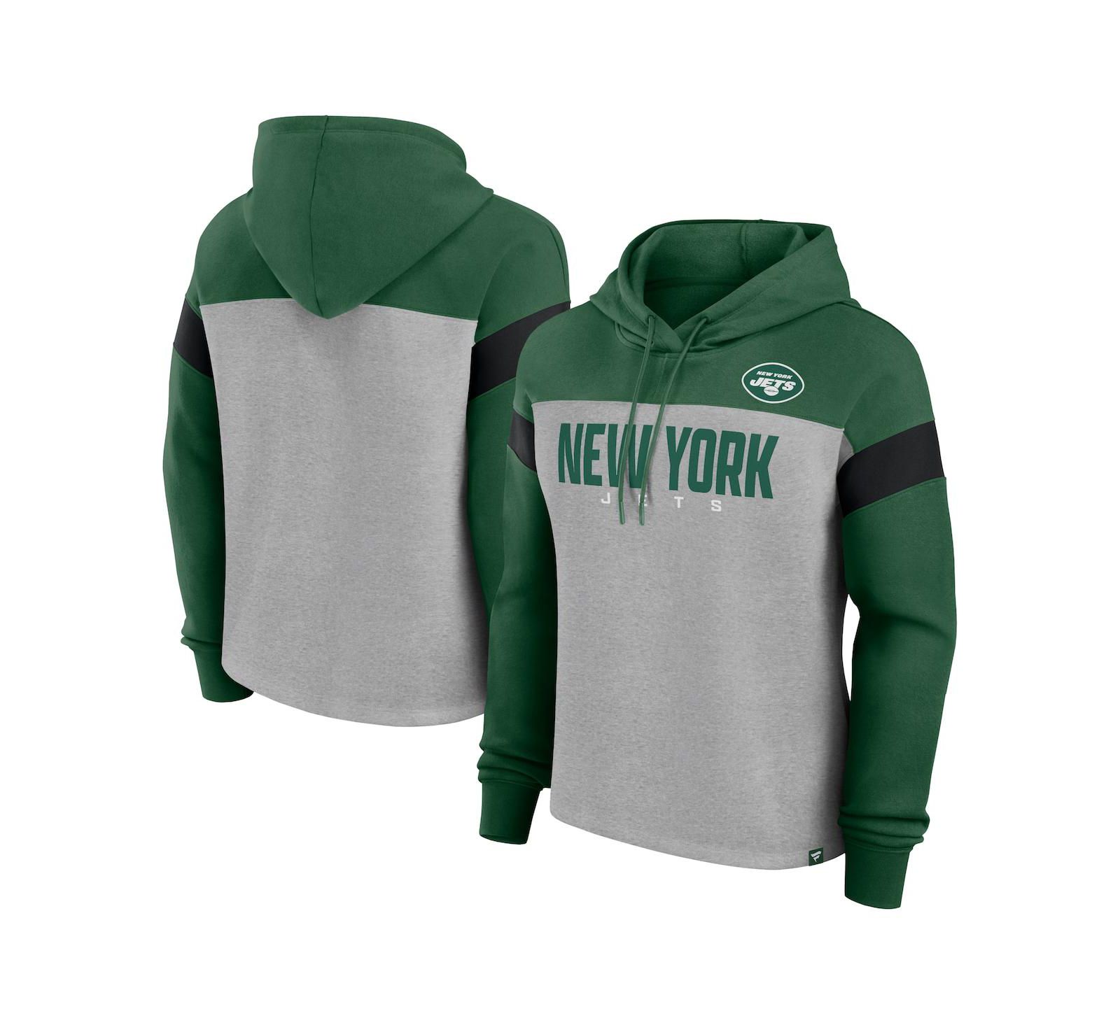 Fanatics Женское худи New York Jets Bold Play Call, серое с зеленым