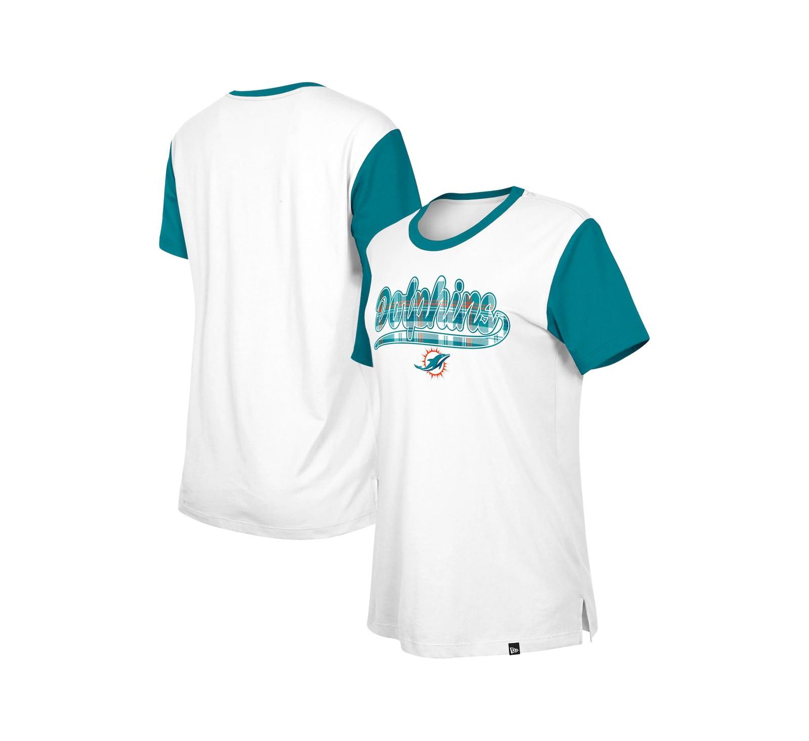 New Era Женская футболка Miami Dolphins, белая/аква