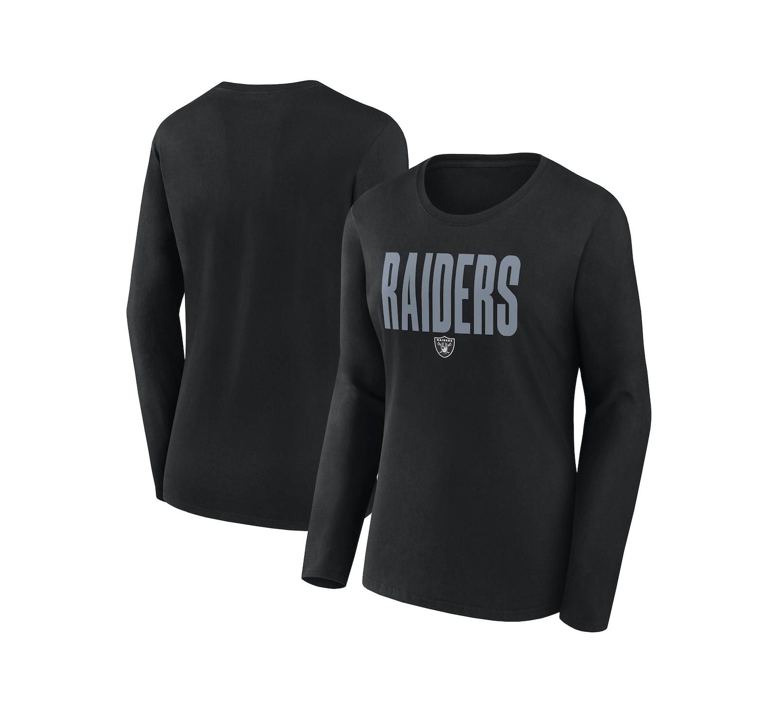 Женская футболка Logo Athletic Black Las Vegas Raiders Grip Long Sleeve T-Shirt