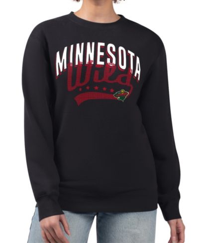 G-III 4Her by Carl Banks Women's Black Minnesota Wild Filigree Team Graphic Fleece Pullover Sweatshirt