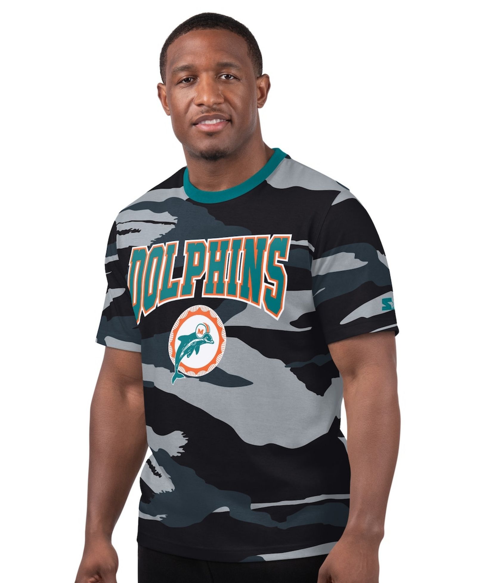Мужская футболка Starter Miami Dolphins Thursday Night Gridiron Classics Logo, камуфляж/серый