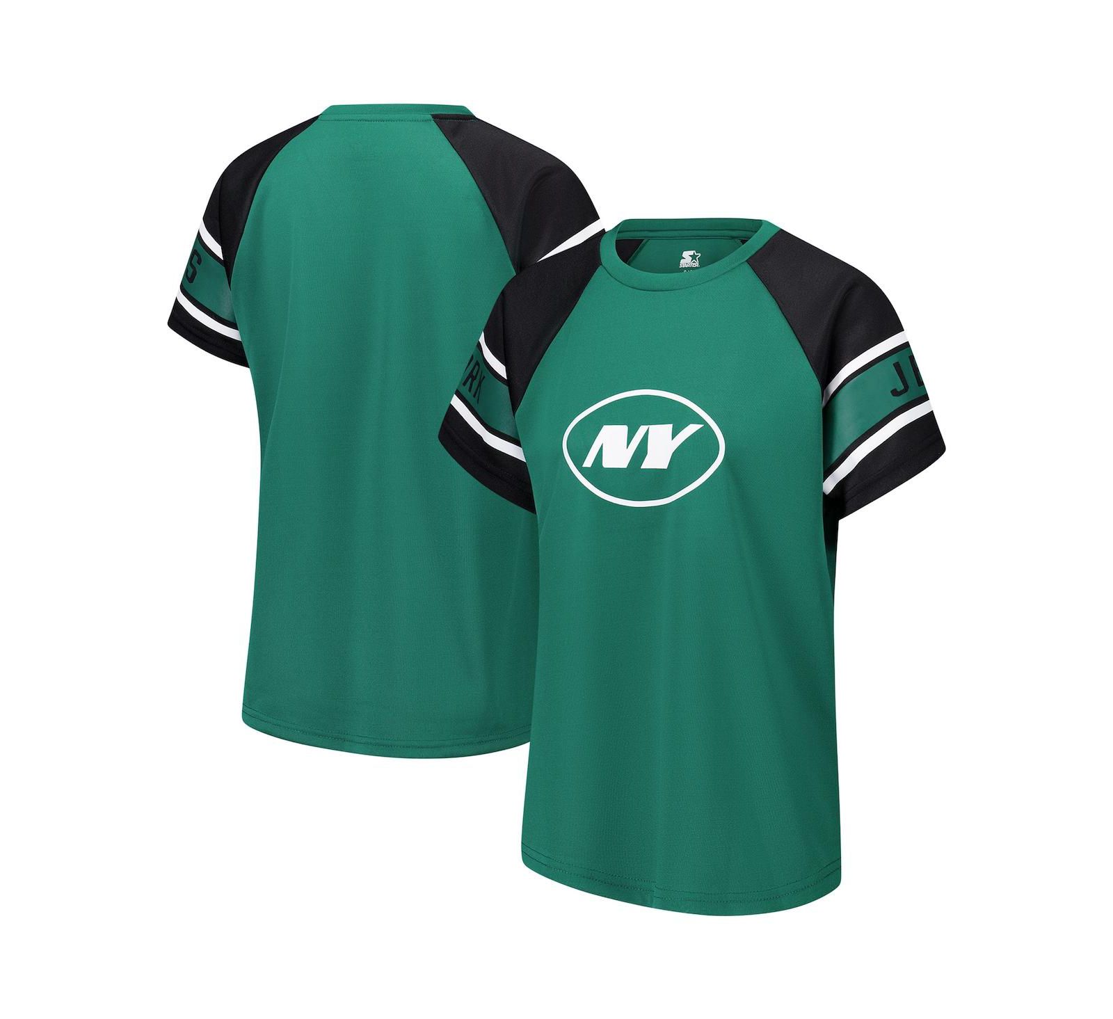 Женский топ Starter Green New York Jets 1st Rounder Color Block Raglan
