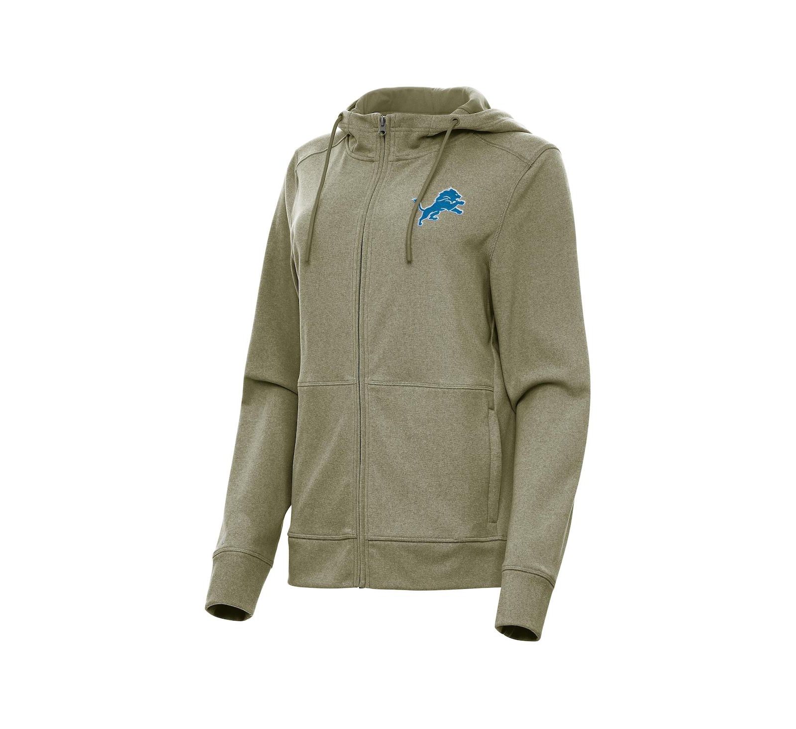 Antigua Women's Heather Olive Detroit Lions Seeker Full-Zip Hoodie Jacket