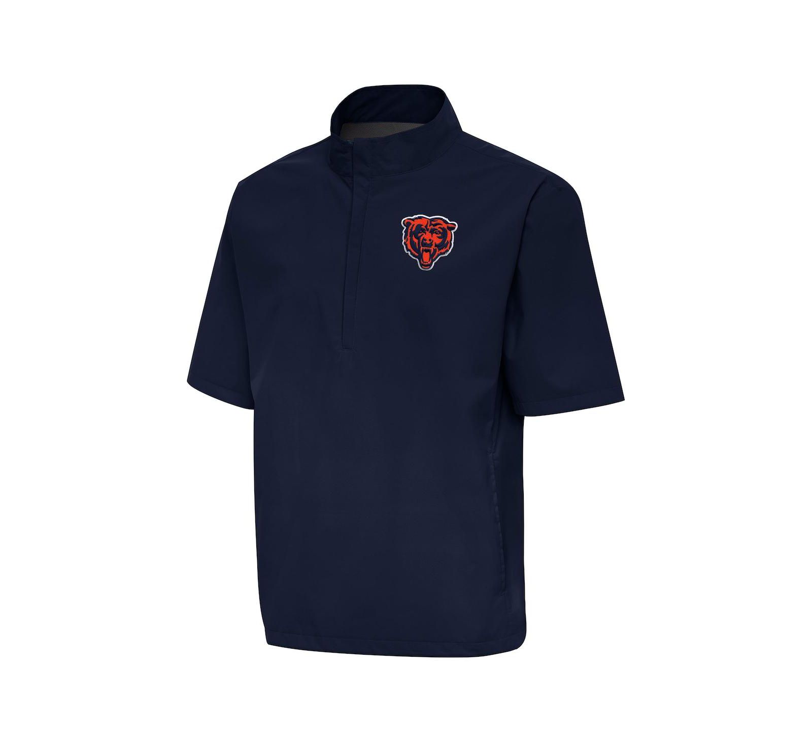 Antigua Men's Navy Chicago Bears Brisk Short Sleeve Quarter-Zip Windshirt Jacket