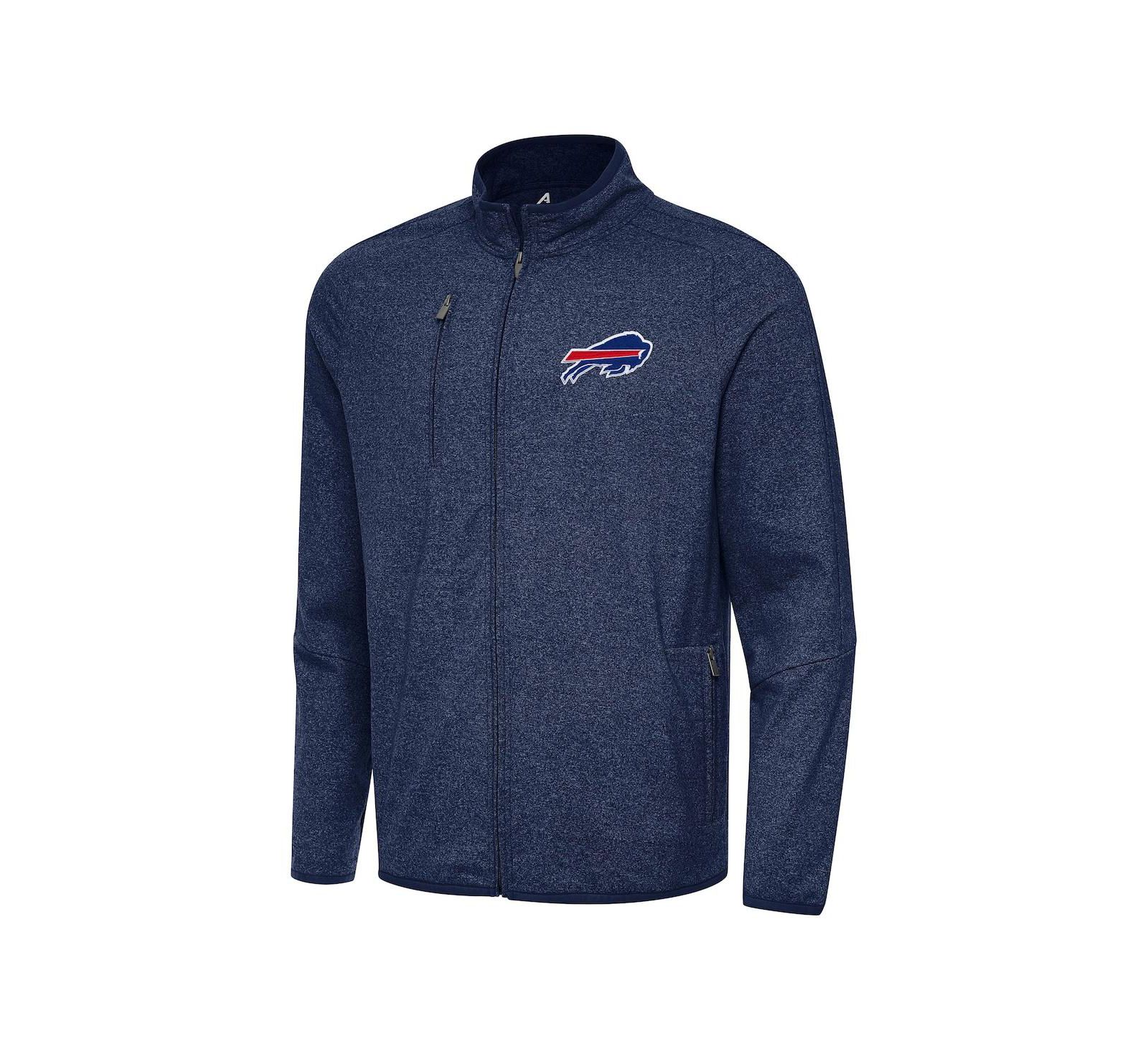 Antigua Men's Heather Navy Buffalo Bills Hold-Up Tri-Blend Full-Zip Jacket
