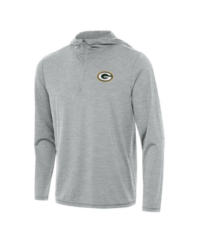 Худи Antigua Мужской Heather Gray Green Bay Packers Tidy с молнией на четверть