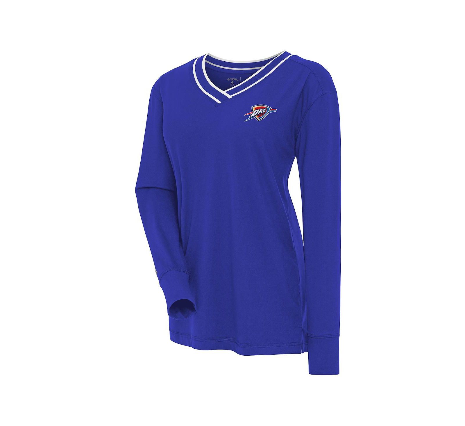 Женский топ Antigua Blue Oklahoma City Thunder Symbolic Long Sleeve V-Neck
