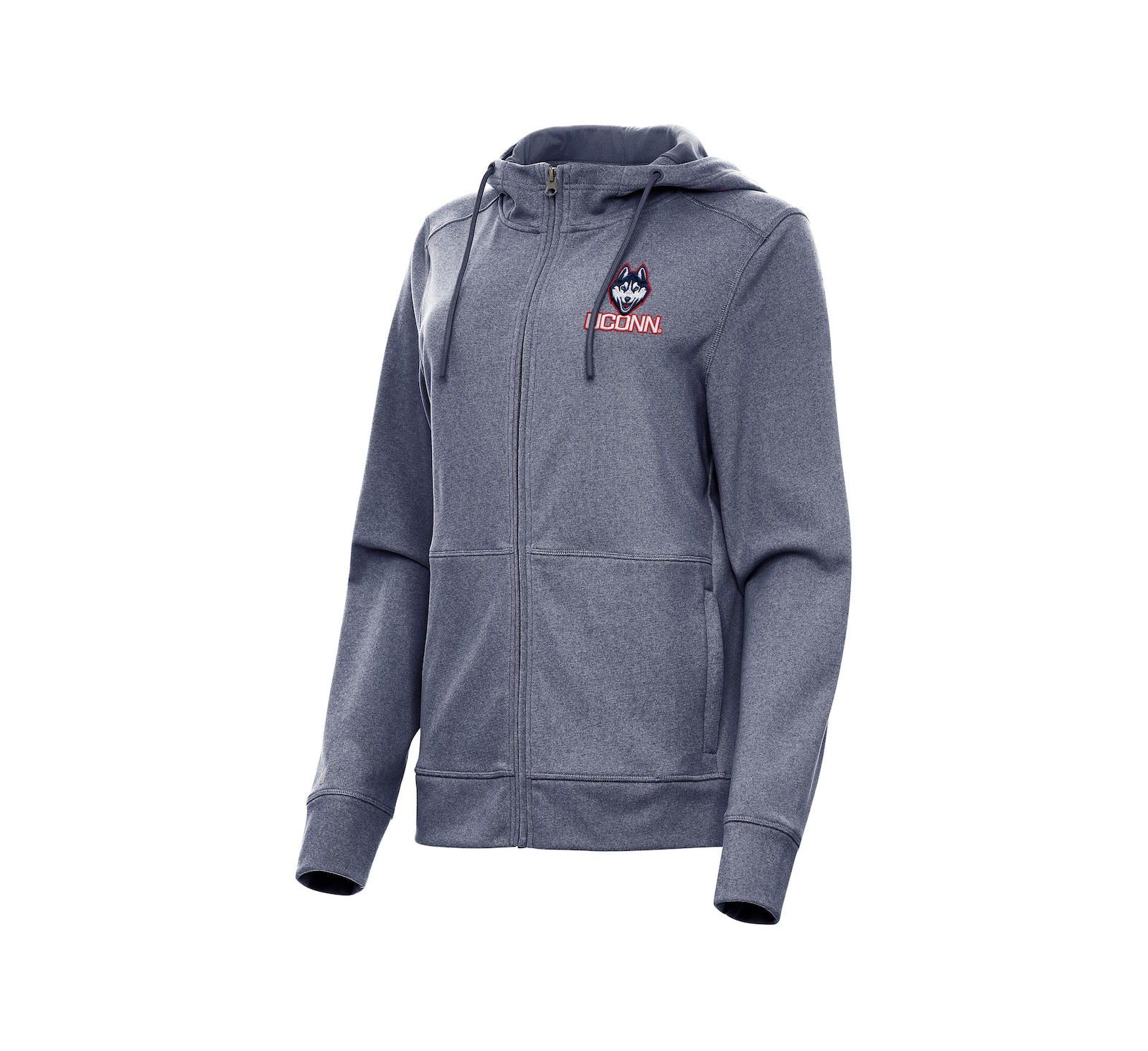 Женское худи Antigua Heather Navy UConn Huskies Seeker Full-Zip