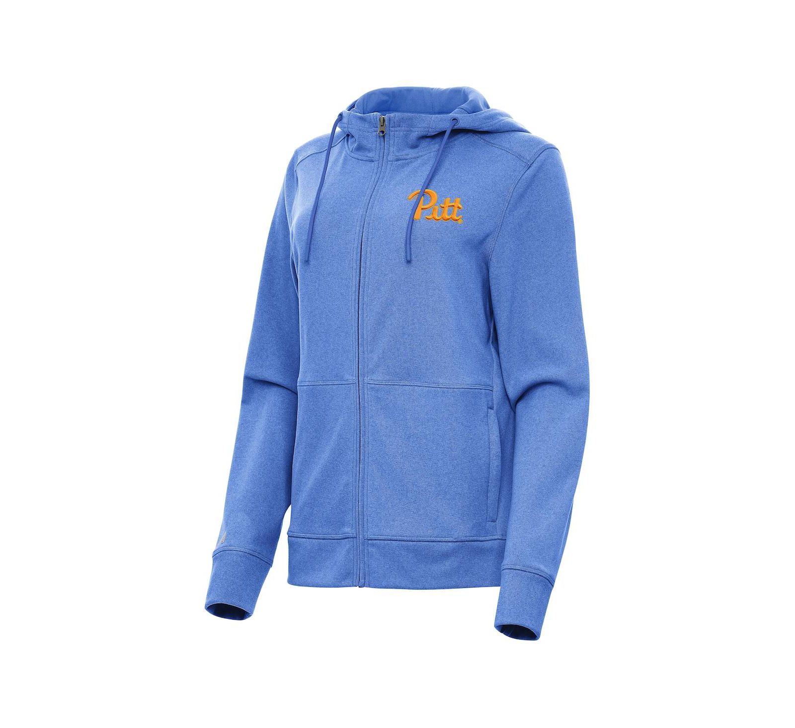 Antigua Женское серое худи Full-Zip с логотипом Pitt Panthers