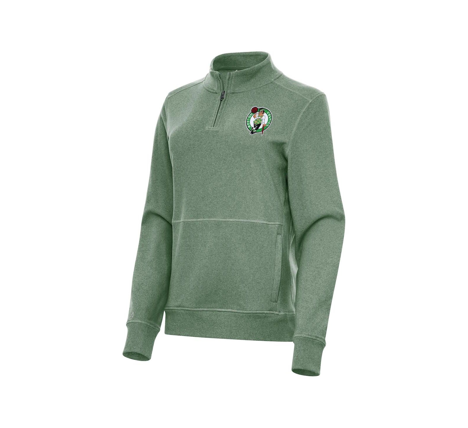 Женская флисовая толстовка Antigua Hunter Green Boston Celtics Crush Quarter-Zip