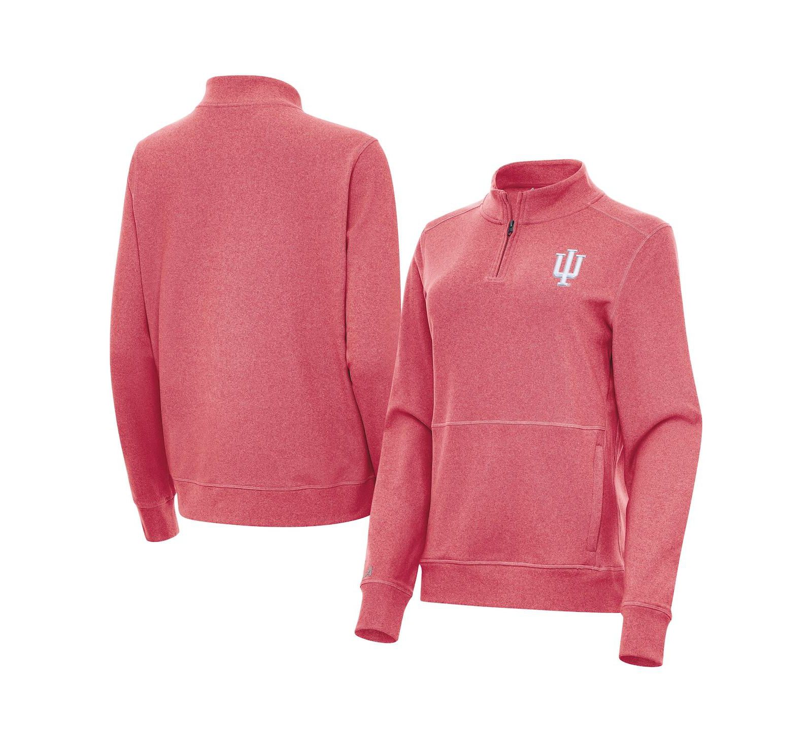 Antigua Women's Heather Crimson Indiana Hoosiers Crush Quarter-Zip Jacket