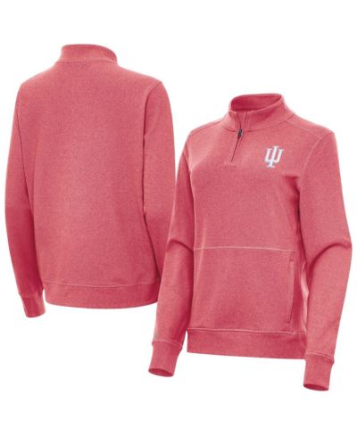 Женская куртка Antigua Indiana Hoosiers Crush Quarter-Zip в цвете Heather Crimson