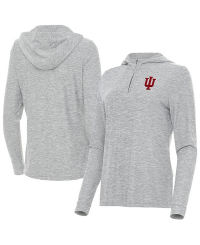 Женское худи Antigua Heather Gray Indiana Hoosiers Daybreak Quarter-Zip