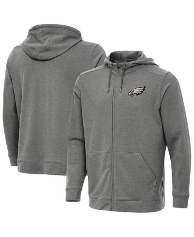 Antigua Men's Heather Black Philadelphia Eagles Effortless Full-Zip Hoodie Jacket