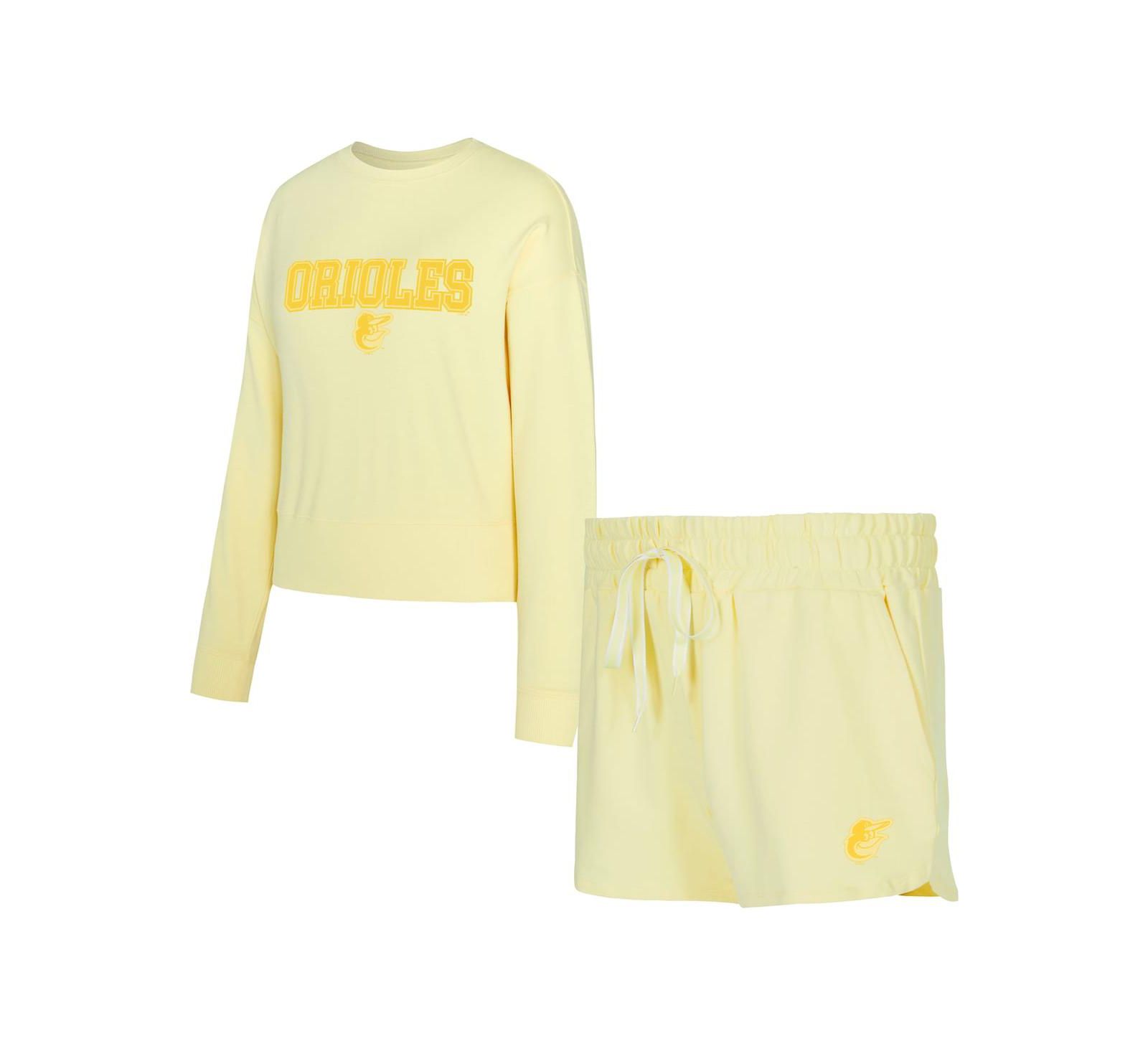 Комплект Concepts Sport Women's Yellow Baltimore Orioles Long Sleeve Top and Shorts