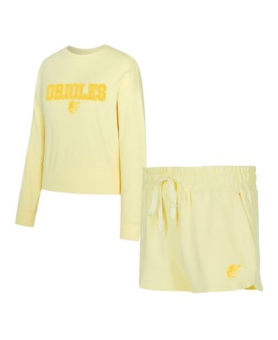 Комплект Concepts Sport Women's Yellow Baltimore Orioles Long Sleeve Top and Shorts