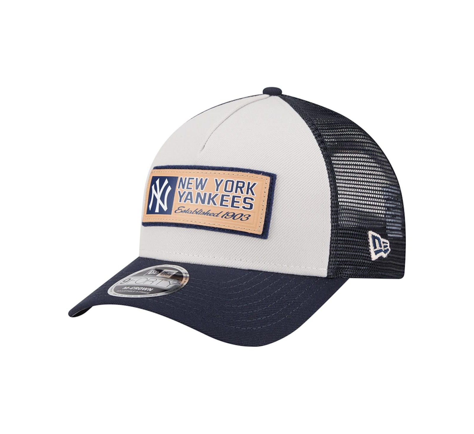 Мужская бейсболка New Era New York Yankees A-Frame Trucker 9FORTY, серая/темно-синяя