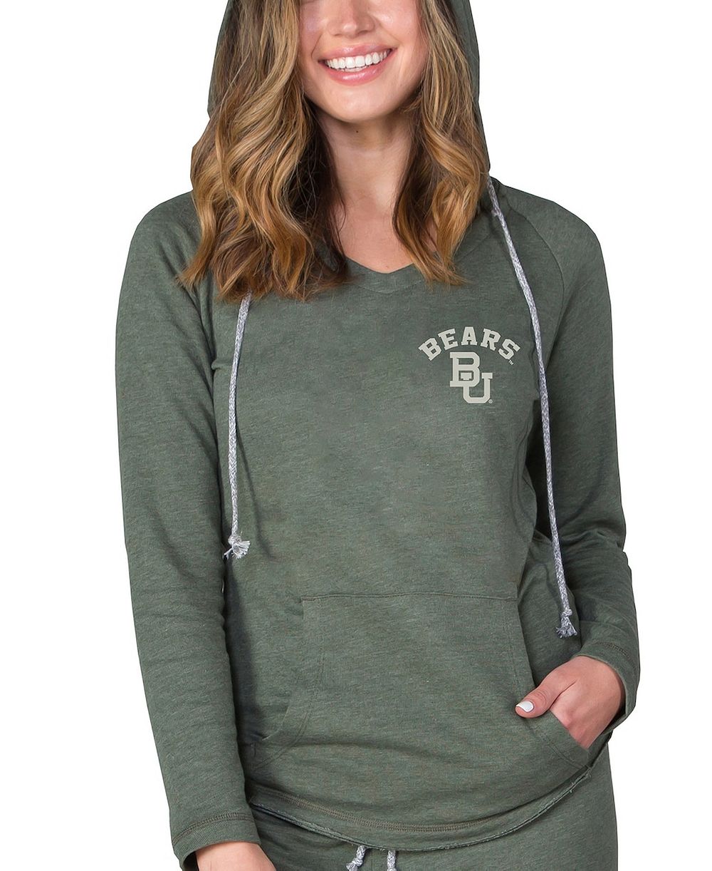 Женское худи Concepts Sport Green Baylor Bears Terry Tri-Blend V-Neck