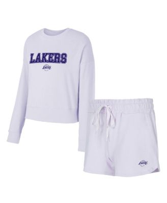 Concepts Sport Women's 2-Piece Light Purple Los Angeles Lakers Elevation Tri-Blend Long Sleeve Top and Shorts Set