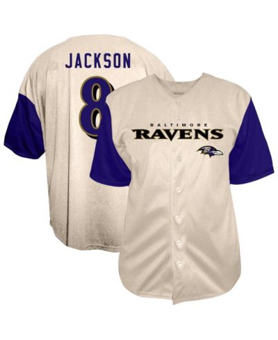 Fanatics Мужская рубашка на пуговицах Lamar Jackson Baltimore Ravens, Big & Tall, цвет Cream