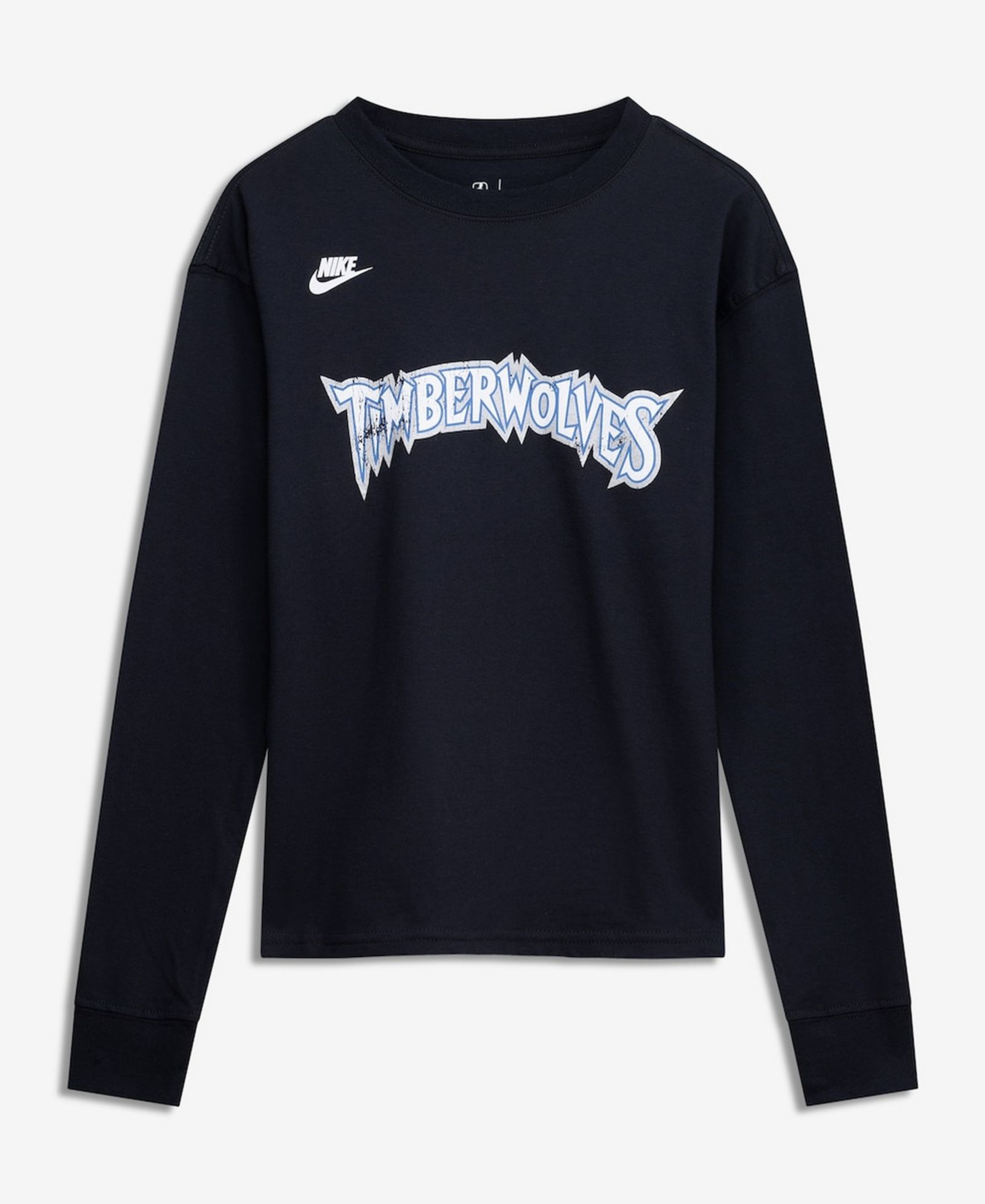 Nike Big Boys and Girls Black Minnesota Timberwolves Hardwood Classics Essential Logo Max90 Long Sleeve T-Shirt