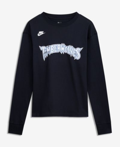 Nike Big Boys and Girls Black Minnesota Timberwolves Hardwood Classics Essential Logo Max90 Long Sleeve T-Shirt