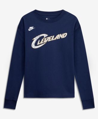 Nike Big Boys and Girls Navy Cleveland Cavaliers Hardwood Classics Essential Logo Max90 Long Sleeve T-Shirt