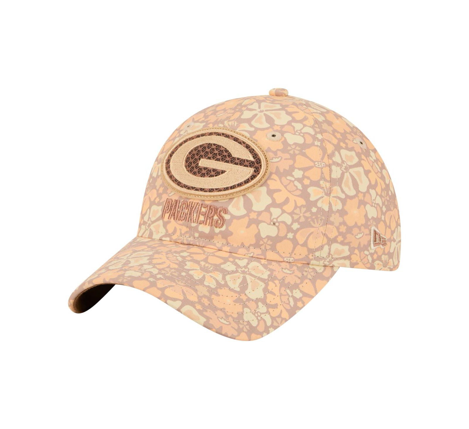 Женская кепка New Era Tan Green Bay Packers Floral 9TWENTY
