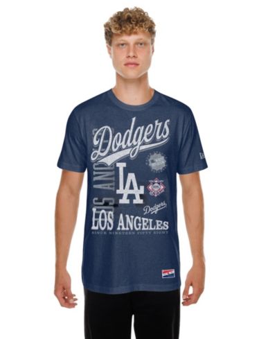 New Era Мужская оверсайз футболка Los Angeles Dodgers Throwback Distressed Navy