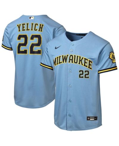 Детская джерси Nike Christian Yelich Milwaukee Brewers Road Stadium, голубой цвет