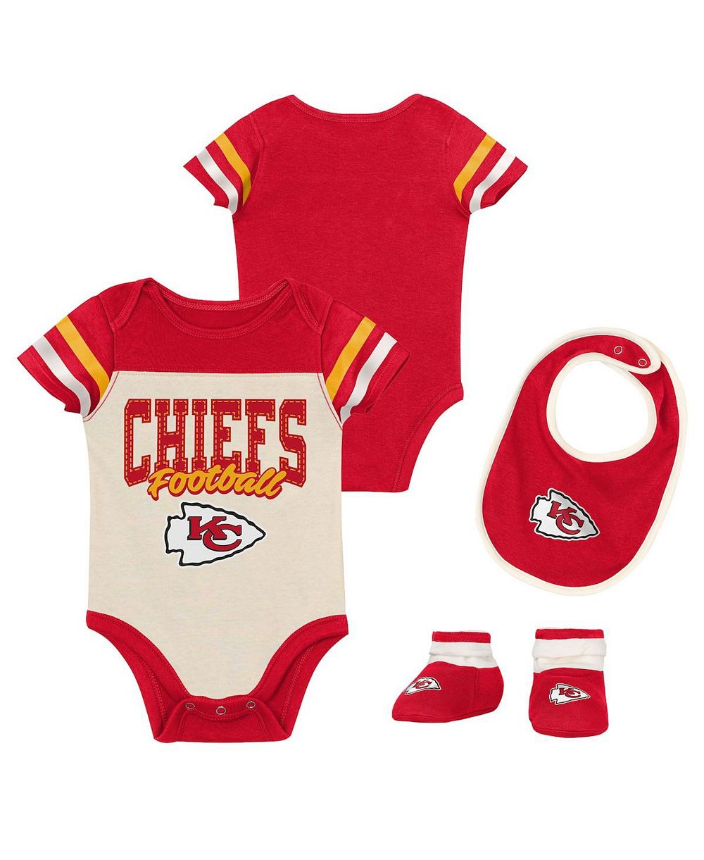 Детский набор Outerstuff 3 предмета Kansas City Chiefs Up One Bodysuit и Bib Booties