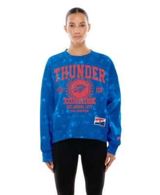 New Era Women's Blue Oklahoma City Thunder Throwback Collection Mineral Wash Crewneck Sweatshirt