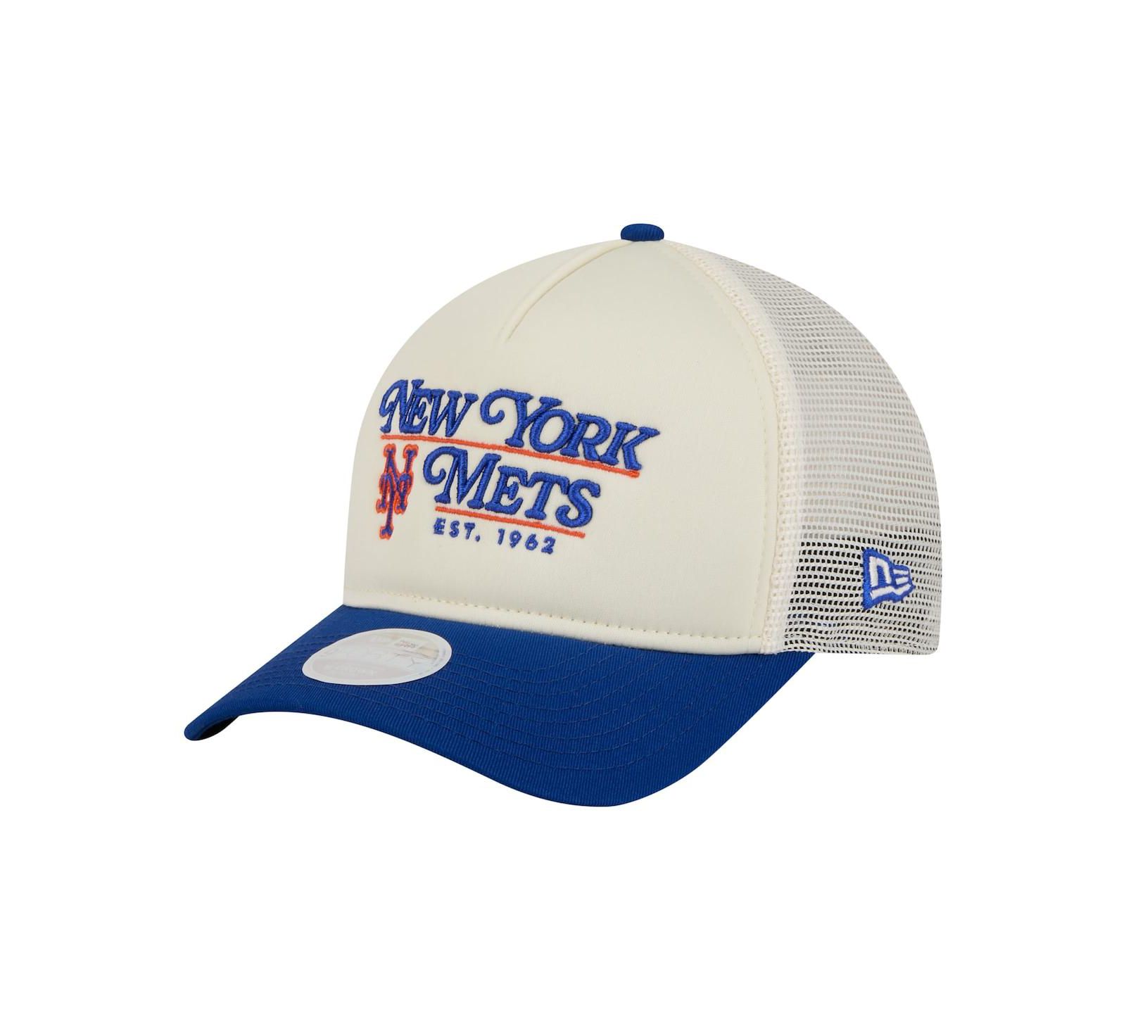 Женская кепка New Era New York Mets Retro 9FORTY M-Crown A-Frame Trucker, светло-бежевый/royal
