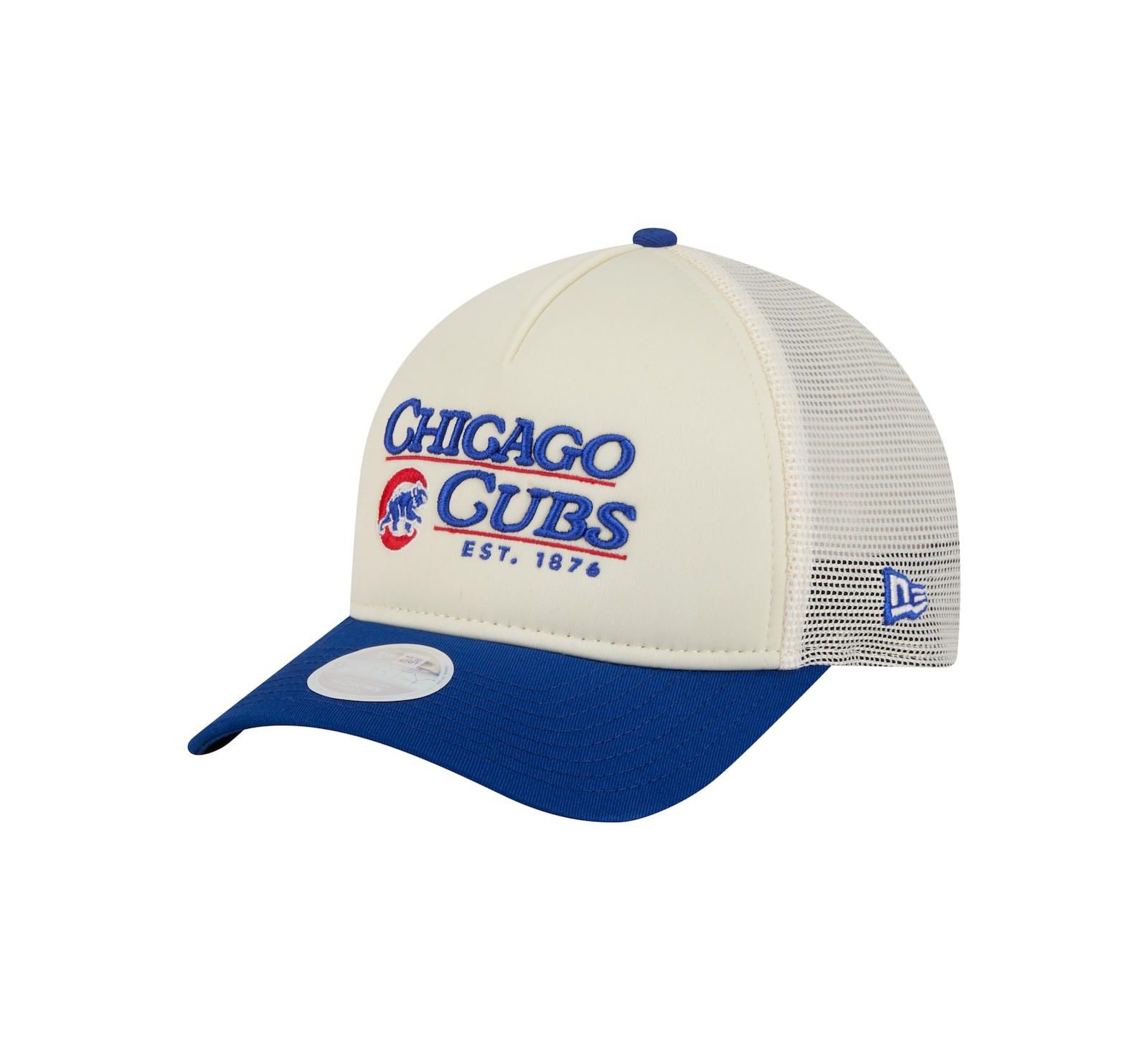 New Era Women's Light Beige/Royal Chicago Cubs Retro 9FORTY M-Crown A-Frame Trucker Adjustable Hat