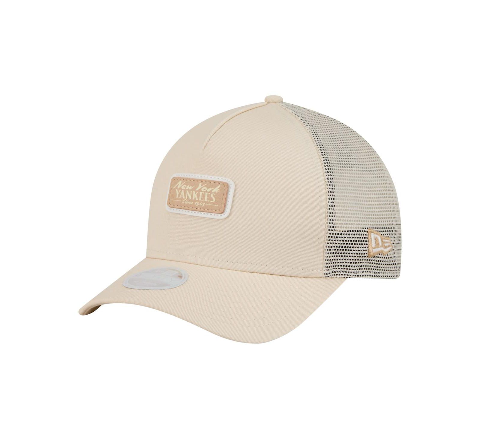 New Era Women's Light Beige New York Yankees Tonal Patch 9FORTY M-Crown A-Frame Trucker Adjustable Hat
