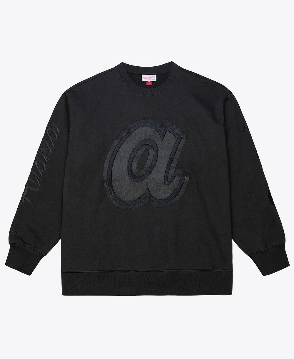 Мужской свитшот Mitchell & Ness Atlanta Braves Phantom Fleece Crewneck, Black