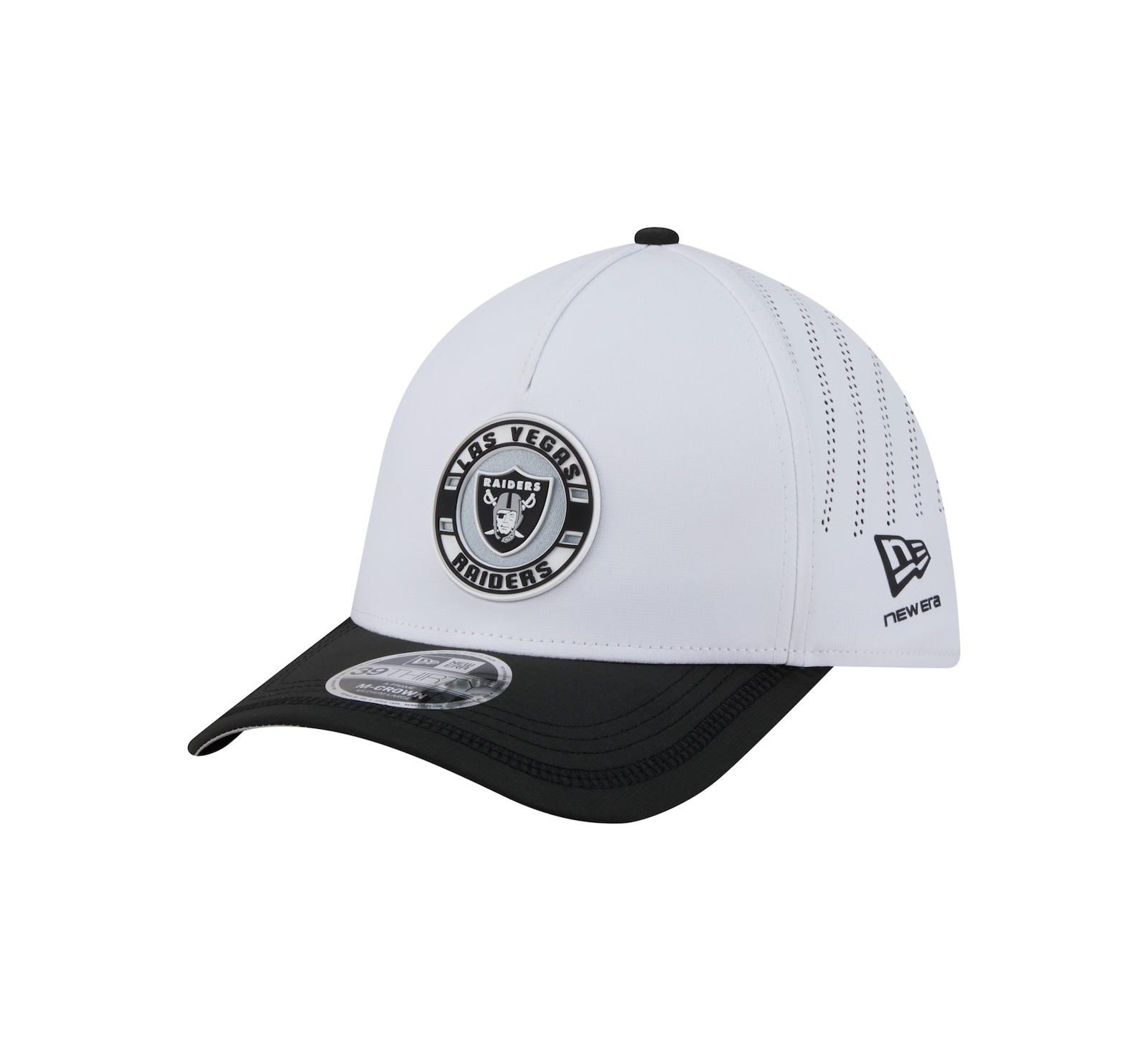 New Era Мужская перфорированная кепка Las Vegas Raiders Patch 39THIRTY A-Frame M-Crown, белая/черная